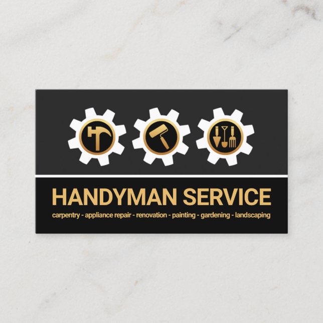 Sprocket Handyman Tools Icons Builder Business Card (Front)
