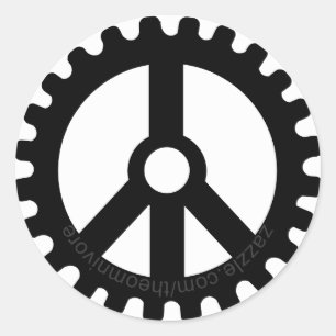 sprocket of peace round sticker