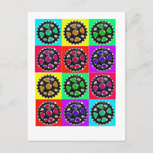 Sprockets POPART--Cyclist Biking Gifts Postcard (Front)