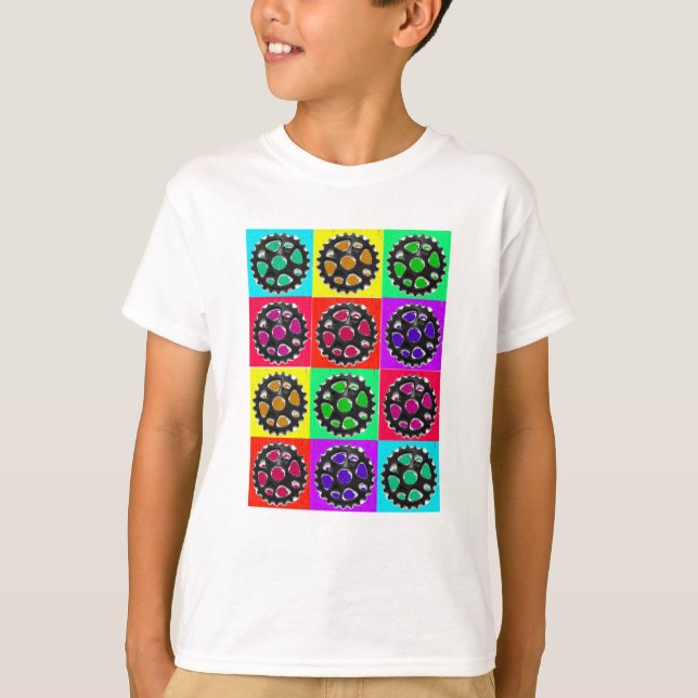 Sprockets POPART--Cyclist Biking Gifts T-Shirt (Front)