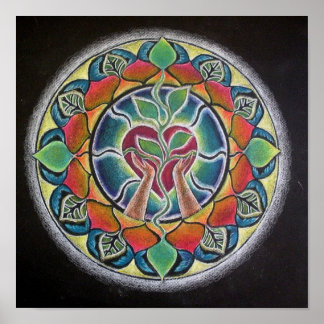 Sprouting Heart Mandala Poster