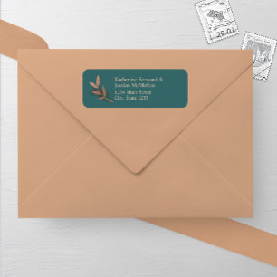 Spruce and Bronze Fall Leaf Wedding Return Address