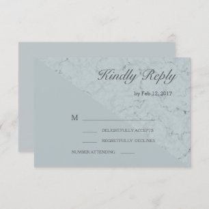 Spruce blue grey marble effect modern wedding rsvp invitation