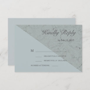 Spruce blue grey marble effect modern wedding rsvp invitation