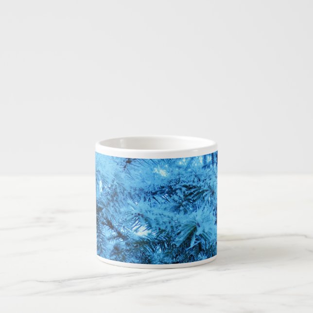 Spruce branches covered with snow & frost  espresso cup (Front)