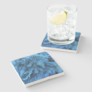 Spruce branches covered with snow & frost  stone coaster