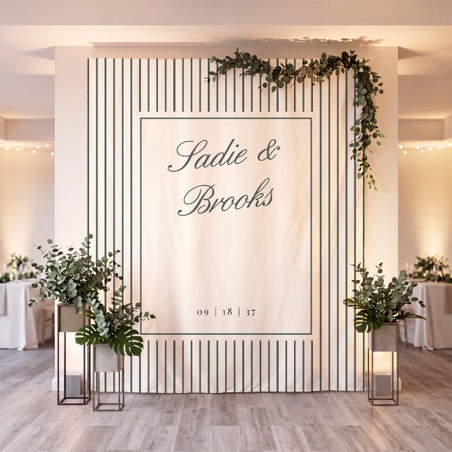 Spruce Classic Pinstripe Wedding Backdrop Tapestry (Creator Uploaded)
