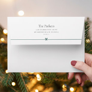 Spruce Green   Simple Minimal Bow Return Address Envelope