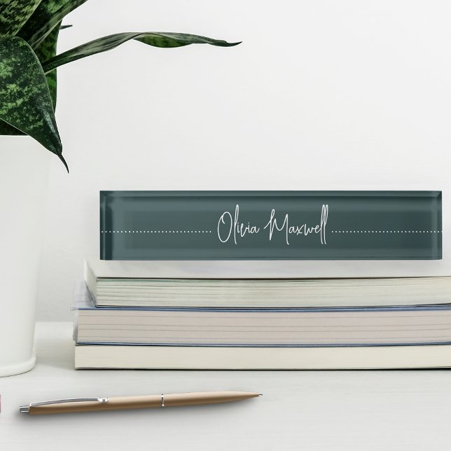 Spruce Green Sketched Cursive Script Nameplate (Creator Uploaded)