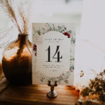 Spruce & Lace | Winter Floral Table Number Card<br><div class="desc">Add an elegant touch to your winter wedding reception with this Spruce & Lace | Winter Floral Table Number Card. Featuring a stunning arrangement of seasonal greenery, delicate lace elements, and burgundy florals, this card brings the magic of winter into your event decor. Designed to guide your guests effortlessly to...</div>