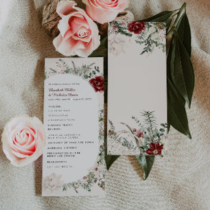 Spruce & Lace Winter Floral Wedding Program Programme
