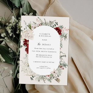Spruce & Lace   Winter Florals Wedding Details Enclosure Card