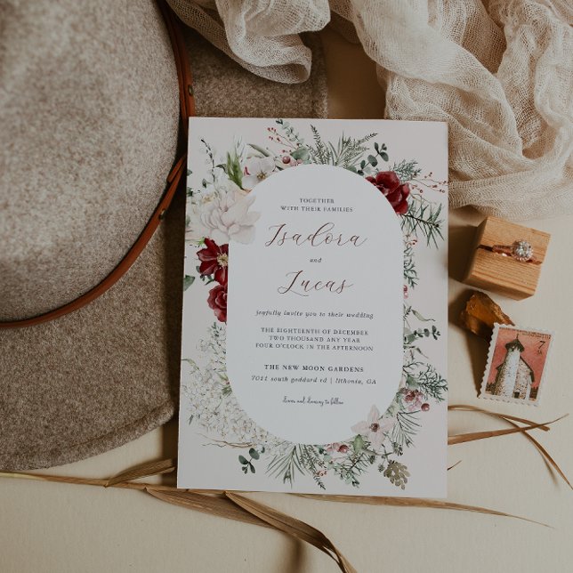 Spruce & Lace | Winter Florals Wedding Invitation (Creator Uploaded)