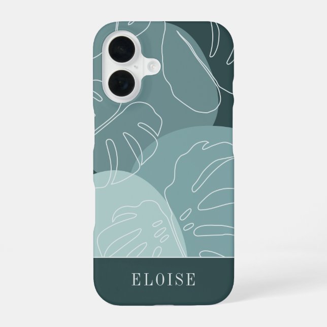 Spruce & Mint Boho Tropical Monstera Leaf iPhone 16 Case (Back)