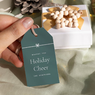 Spruce   Modern Bow Simple Minimal Holiday Cheer Gift Tags