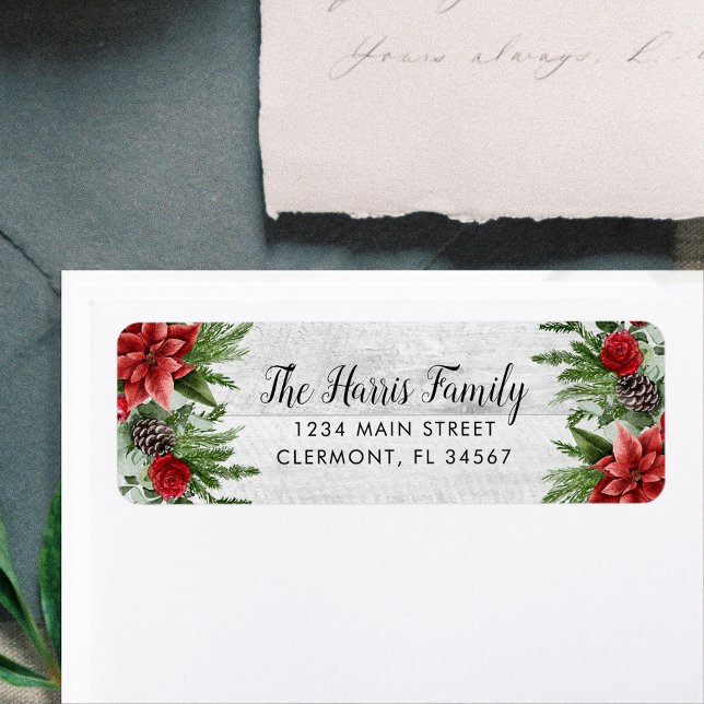 Spruce Pinecone and Poinsettia on White Wood (Creator Uploaded)