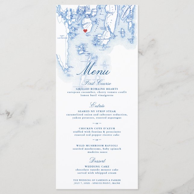 Spruce Point Inn Boothbay Maine Map Elegant Navy Menu (Front)