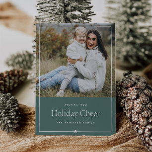 Spruce   Simple Minimal Christmas Bow Photo Holiday Card