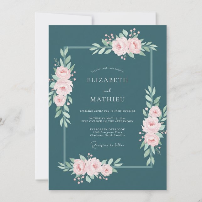 Spruce Sophisticated Botanical Wedding Invitation (Front)