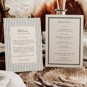 Spruce Stripe Wedding Welcome Letter & Itinerary Programme