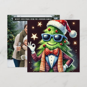 Spruced up happy Christmas tree Holiday Card