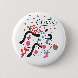 SPRUNK Colourful Cartoon Party Characters Art Prin 6 Cm Round Badge