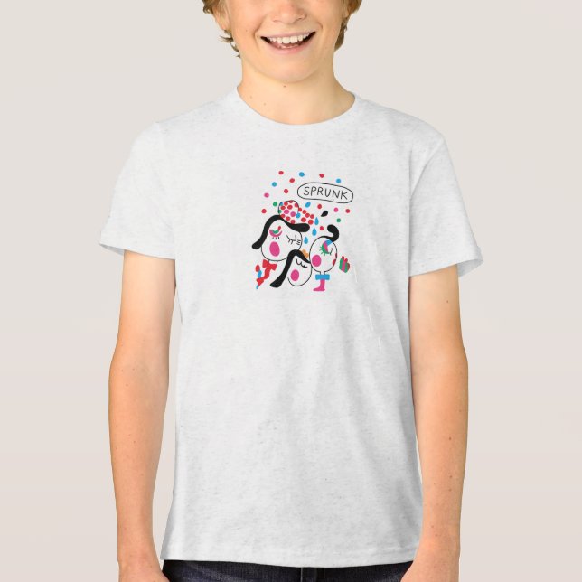 Sprunki Celebration – Child Art by Yuho Tri-Blend Shirt (Front)