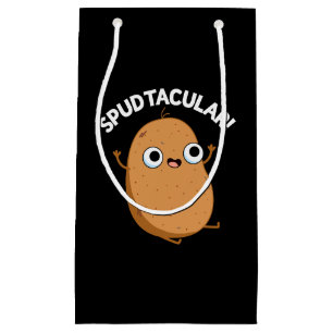 Spudtacular Funny Potato Pun Dark BG Small Gift Bag