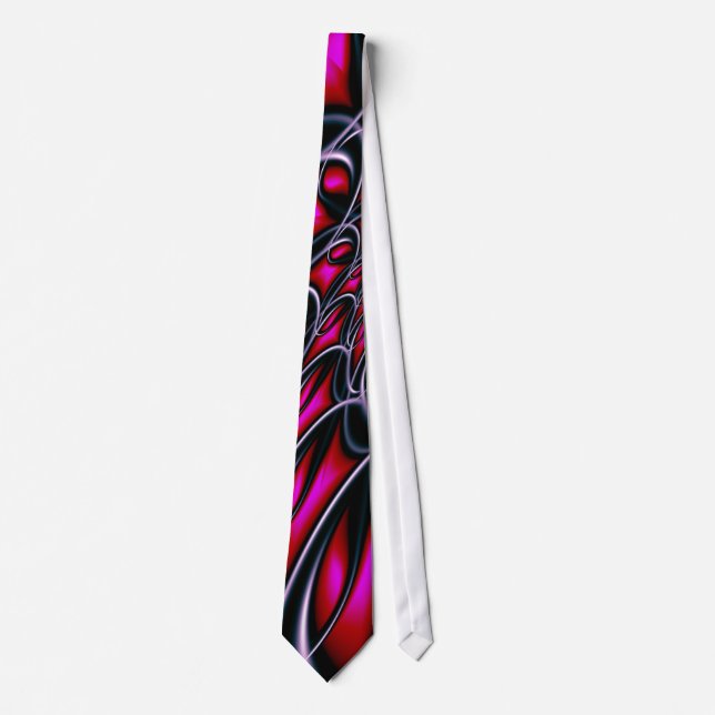 Spun Silver Fine Abstract Fractal Art Tie (Front)