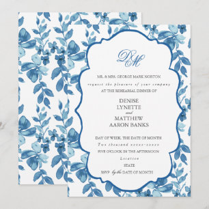 Spun Sugar & Skydiver Blue Wedding Rehearsal Invitation