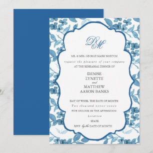 Spun Sugar & Skydiver Blue Wedding Rehearsal Invitation