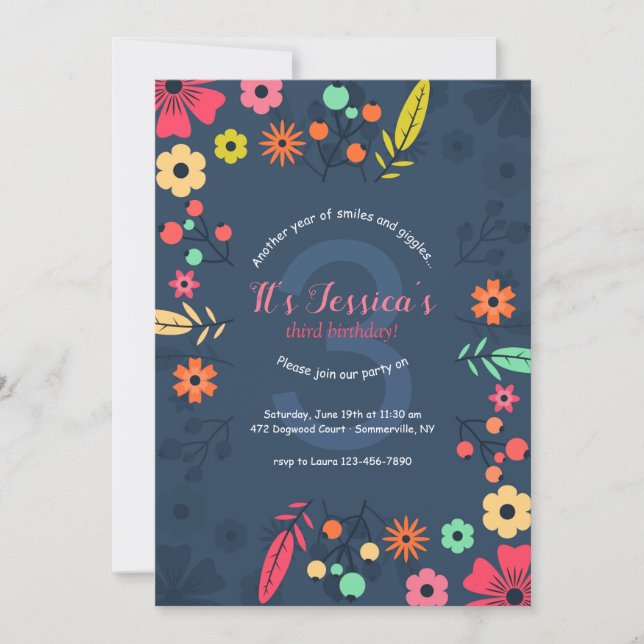 Spunky Flowers Invitation (Front)