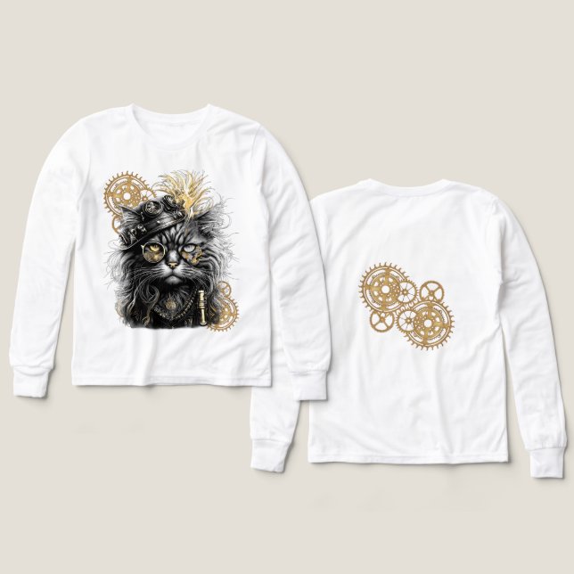 Spunky Paws The Funky Steampunk Cat  (Design Front & Back)