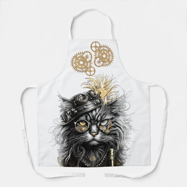 Spunky Paws The Funky Steampunk Cat  Apron (Front)