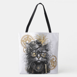 Spunky Paws The Funky Steampunk Cat  Tote Bag