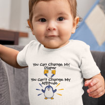 Spunky Penguin with Attitude  Baby Bodysuit