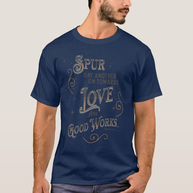 Spur One Another On Fancy text and swirls T-Shirt (Front)