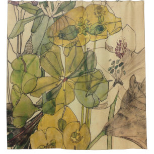 Spurge With Yham Flowers Charles Rennie Mackintosh Shower Curtain