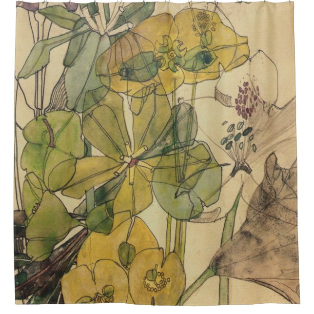Spurge With Yham Flowers Charles Rennie Mackintosh Shower Curtain (Front)
