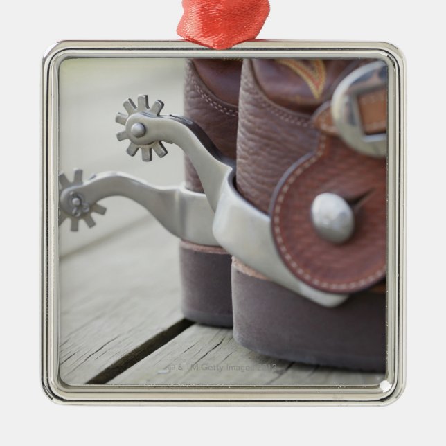 Spurs on cowboy boots metal tree decoration (Front)
