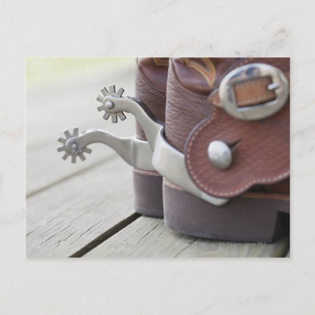 Spurs on cowboy boots postcard (Front)