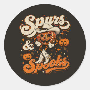 Spurs & Spooks Western Halloween Design Classic Round Sticker