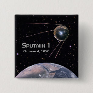 Sputnik 1 Earth Satellite 15 Cm Square Badge
