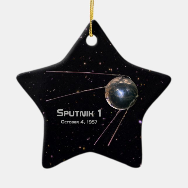 Sputnik 1 Earth Satellite Ceramic Tree Decoration (Front)