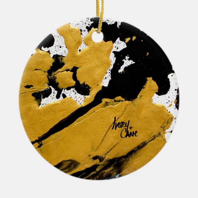 SPWW Ignited Soul Black & Gold Abstract Ceramic Tree Decoration (Front)