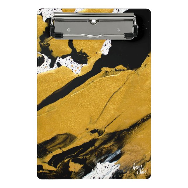SPWW Ignited Soul Black & Gold Abstract Mini Clipboard (Front)