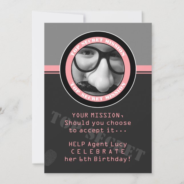 SPY Birthday Party Custom Photo Invitation (Front)