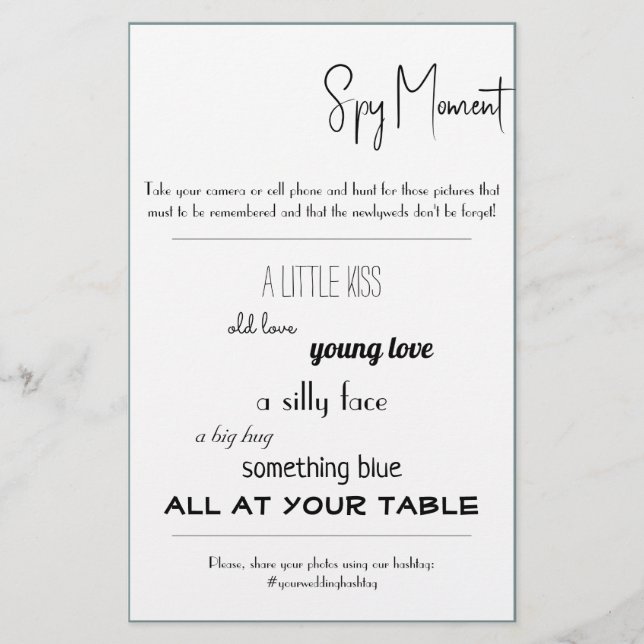 Spy Bridal Wedding Game Flyer (Front)
