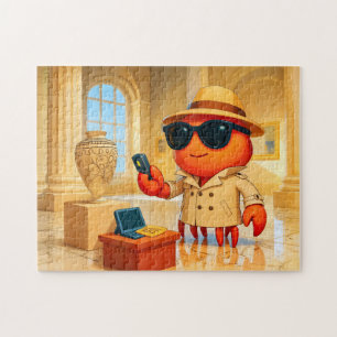Spy Crab Analysing Data In Museum Exhibit Jigsaw Puzzle