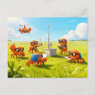 Spy Crabs Learning How Weather Station Works Postcard